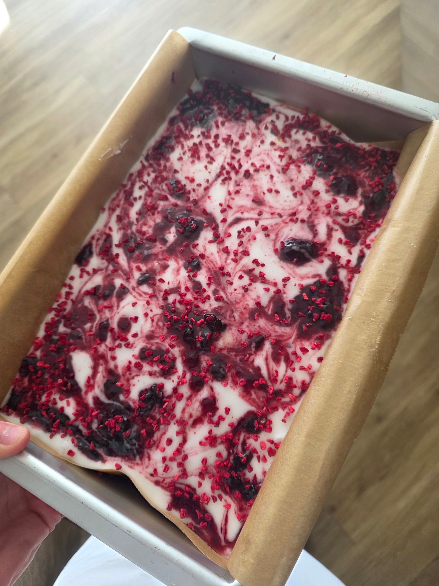 GLUTEN FREE / DAIRY FREE - Vanilla Sponge with Raspberry and Black Cherry Topping