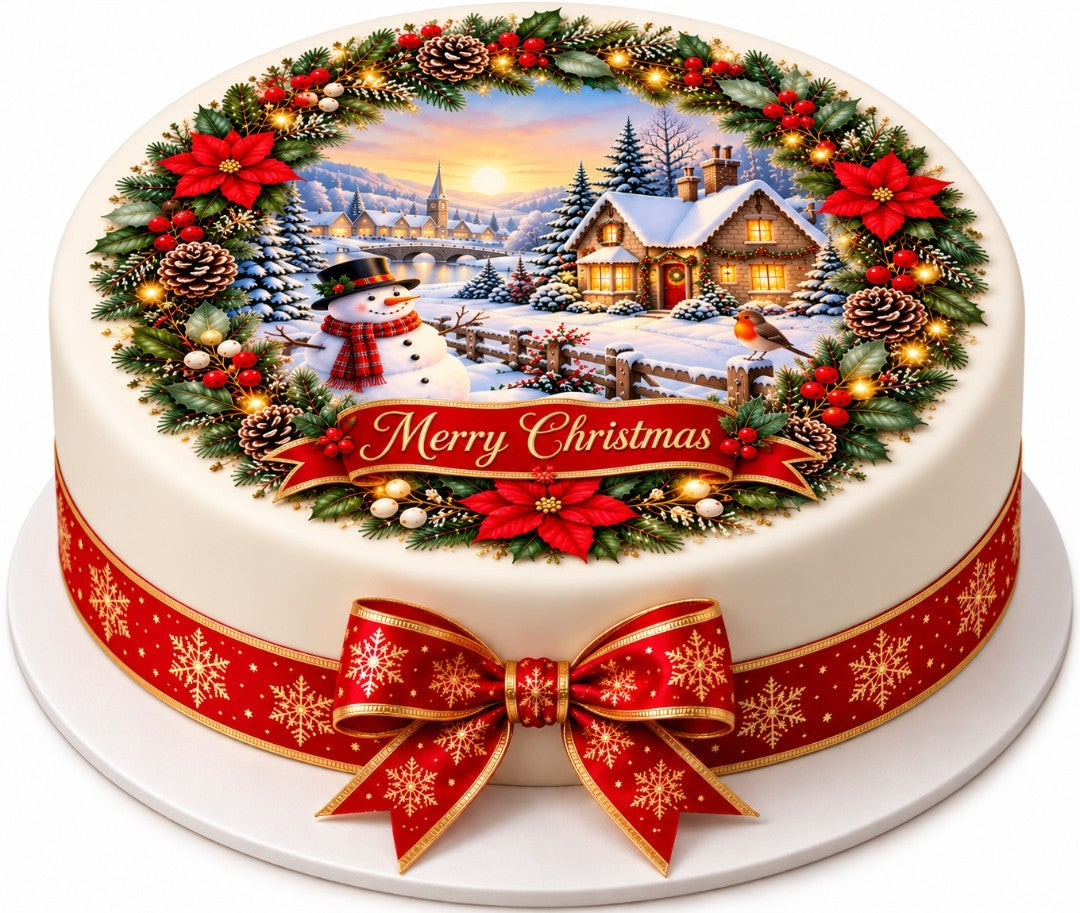 Luxury 8 Inch Christmas Cake - Fruit with Marzipan and Fondant Icing - Gluten Free - collection only
