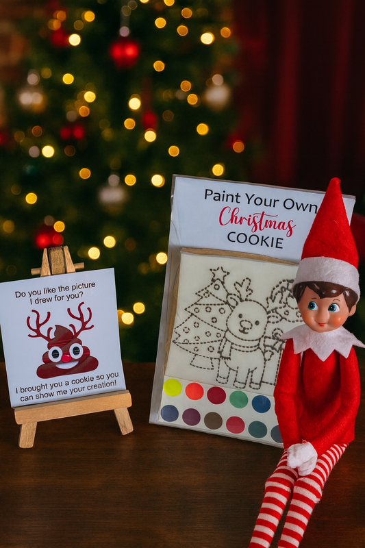 Paint Your Own Giant Cookie - Reindeer Edition - Christmas - available for collection 12th Dec onwards. Use by 29th Dec
