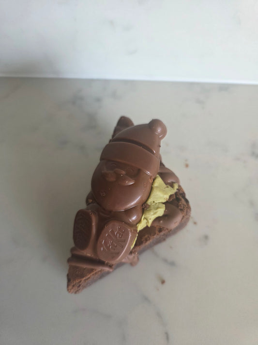 GLUTEN FREE Pistachio and Santa (yes Santa Kit kat) Brownie