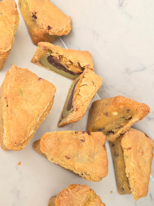 GLUTEN FREE Pistachio Spread and Nutella Cookie Pie Slice