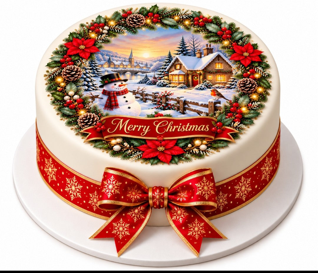 Luxury 6 Inch Christmas Cake - Fruit with Marzipan and Fondant Icing - Gluten Free - collection or delivery