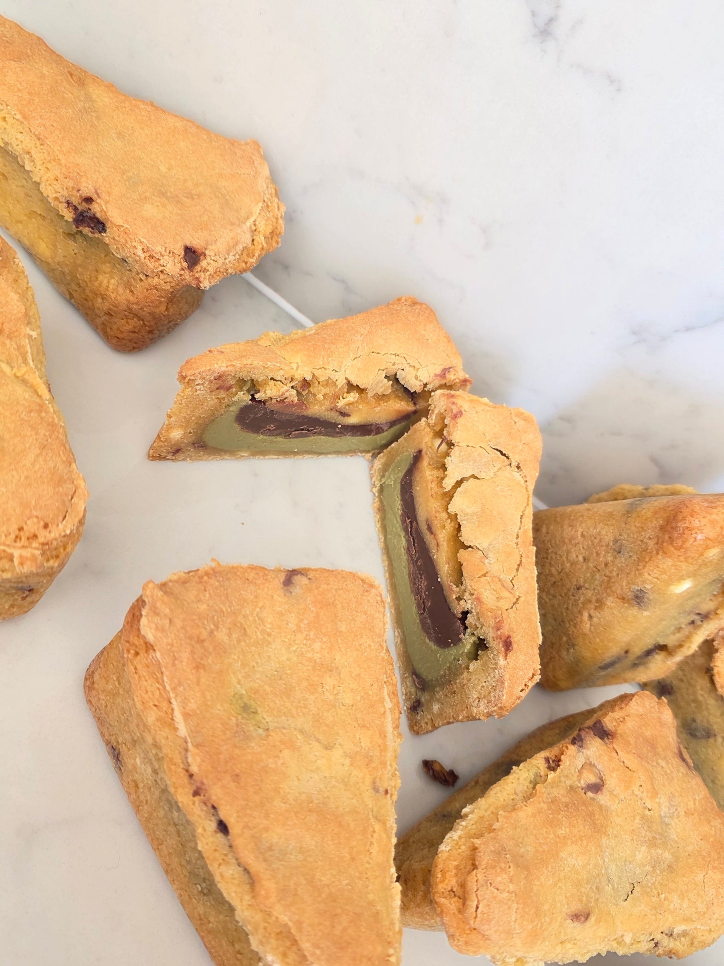 GLUTEN FREE Pistachio Spread and Nutella Cookie Pie Slice